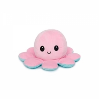Caracatita reversibila din plus cu doua emotii, cu LED, turcoaz/roz, 20 x 8 cm, Vivo OCTOPUS-TURCOAZ/PINK